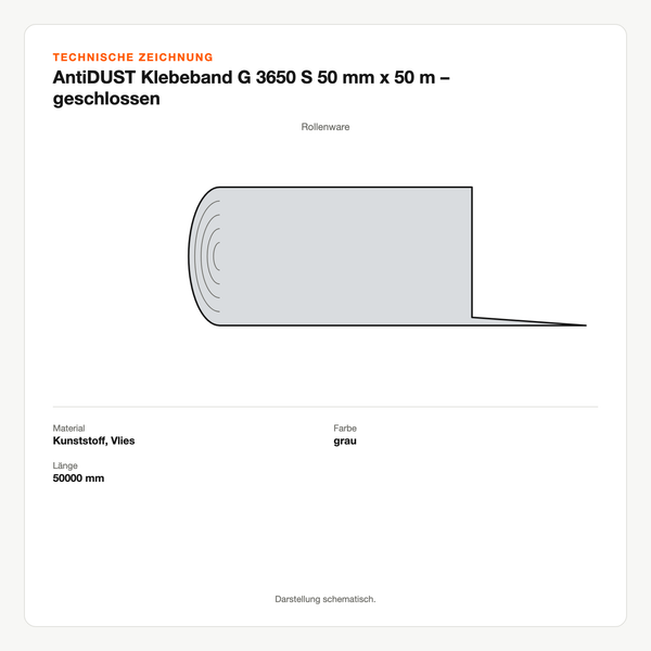 Technische Zeichnung: AntiDUST® Klebeband G 3650 S 50 mm x 50 m – geschlossen