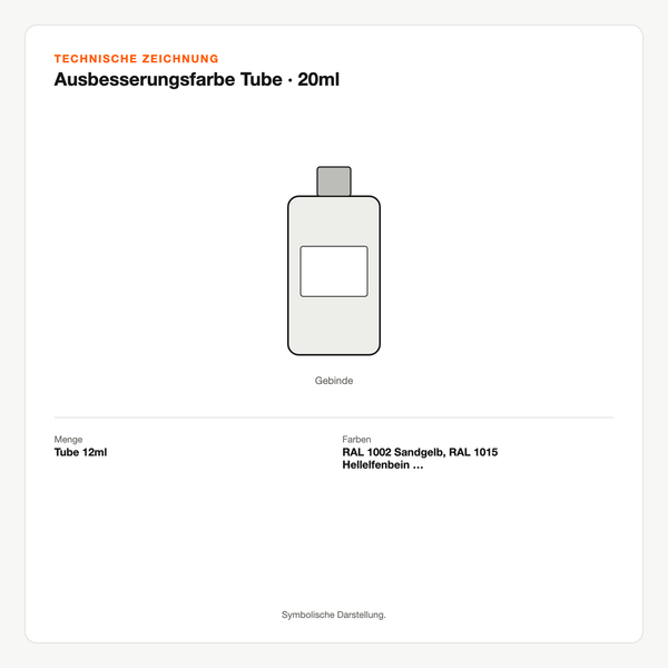 Technische Zeichnung: Ausbesserungsfarbe Tube | 20ml