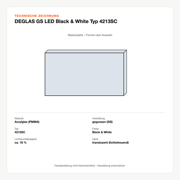 Technische Zeichnung: DEGLAS® GS LED Black & White Typ 4213SC