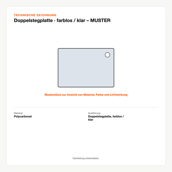 Technische Zeichnung: Doppelstegplatte | farblos / klar – MUSTER