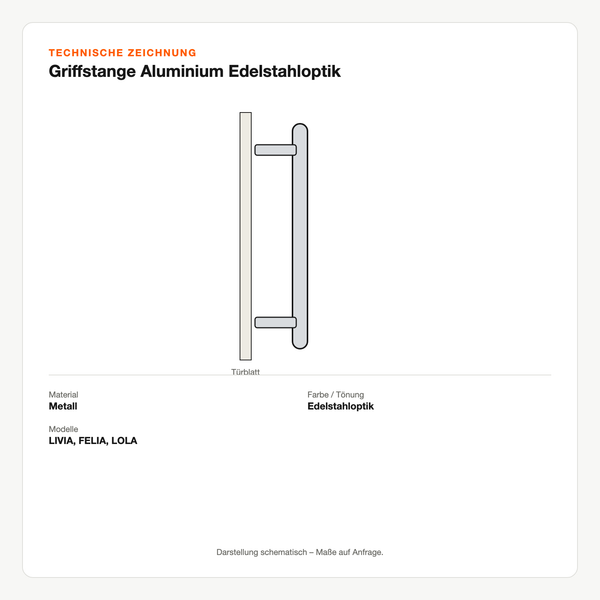 Technische Zeichnung: Griffstange Aluminium Edelstahloptik