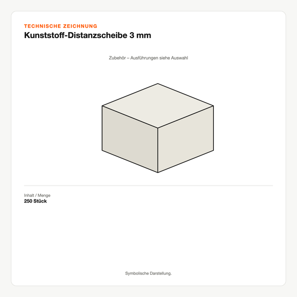 Technische Zeichnung: Kunststoff-Distanzscheibe 3 mm