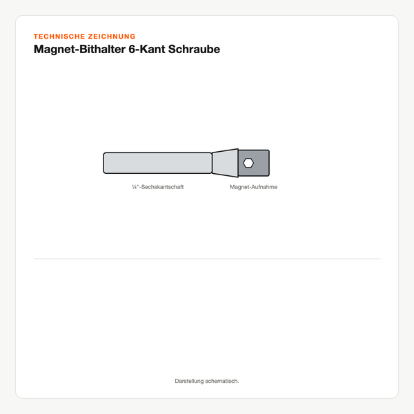 Technische Zeichnung: Magnet-Bithalter 6-Kant Schraube