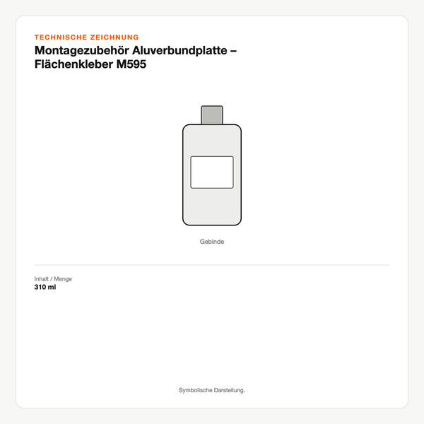 Technische Zeichnung: Montagezubehör Aluverbundplatte – Flächenkleber M595