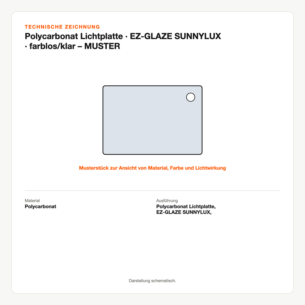 Technische Zeichnung: Polycarbonat Lichtplatte | EZ-GLAZE SUNNYLUX® | farblos/klar – MUSTER