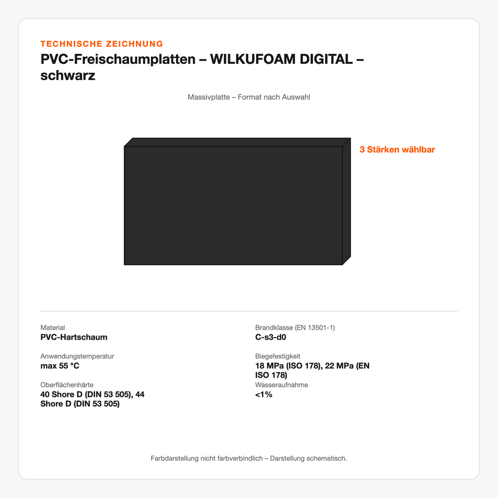 Technische Zeichnung: PVC-Freischaumplatten – WILKUFOAM® DIGITAL – schwarz