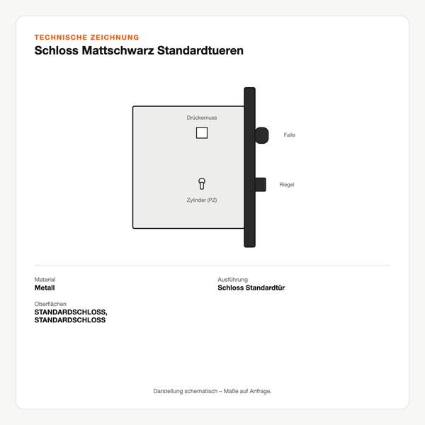 Technische Zeichnung: Schloss Mattschwarz Standardtueren