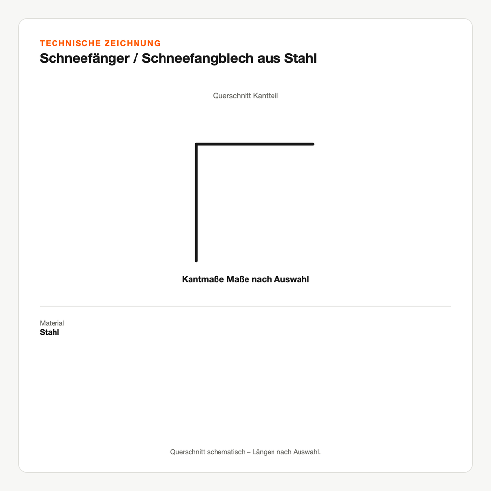 Technische Zeichnung: Schneefänger / Schneefangblech aus Stahl