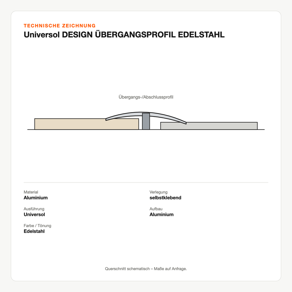 Technische Zeichnung: Universol DESIGN ÜBERGANGSPROFIL EDELSTAHL