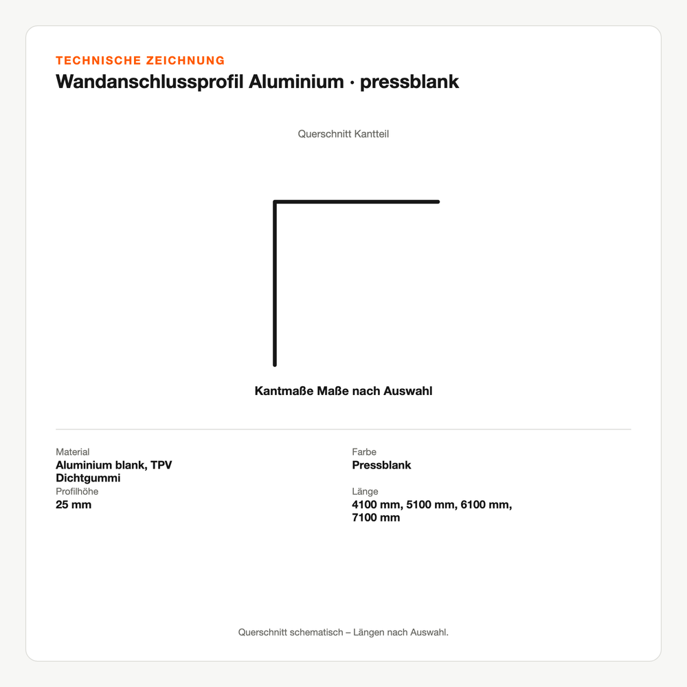 Technische Zeichnung: Wandanschlussprofil Aluminium | pressblank