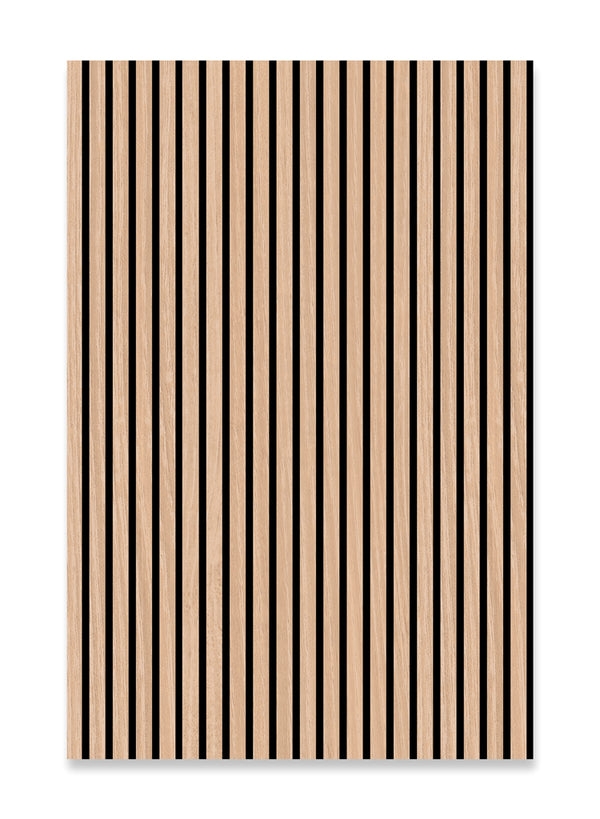 Akustikpaneel Eiche klassisch – furnierte MDF-Lamellen, 120,6 × 80 cm, 22 mm