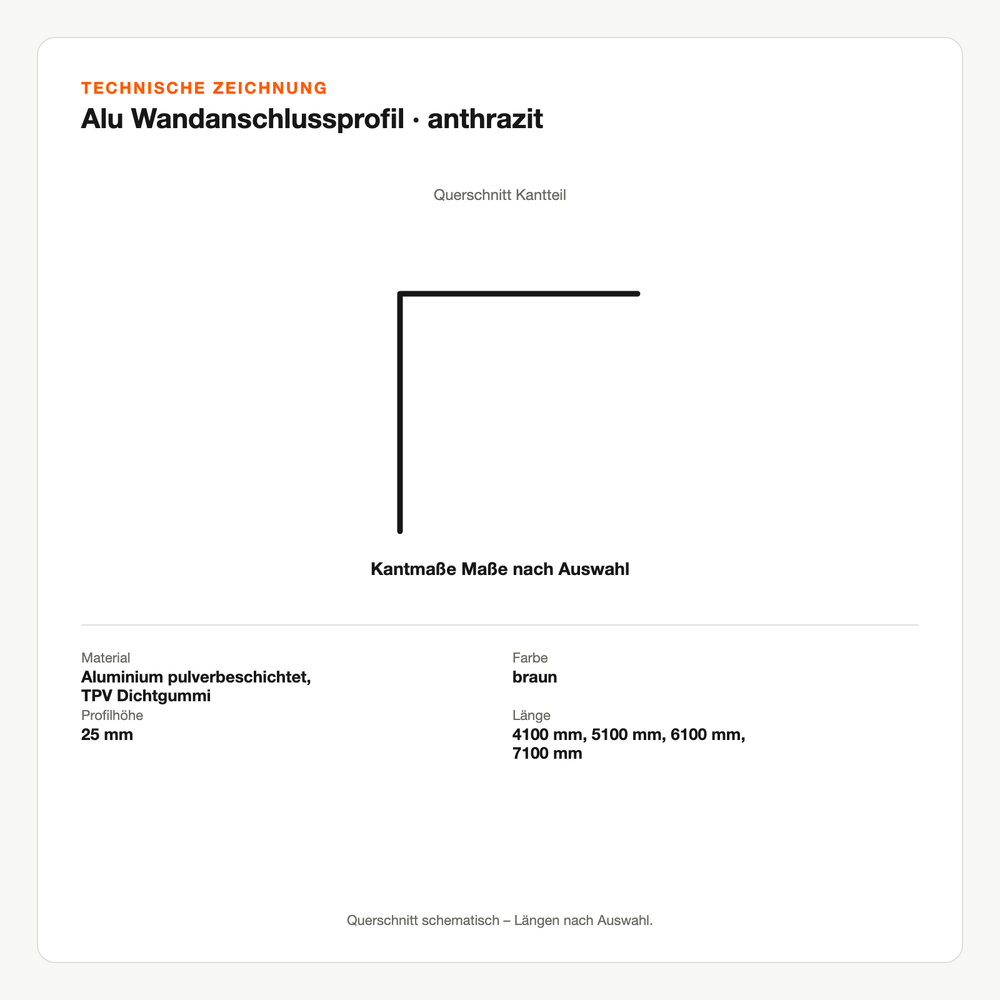 Technische Zeichnung: Alu Wandanschlussprofil | anthrazit