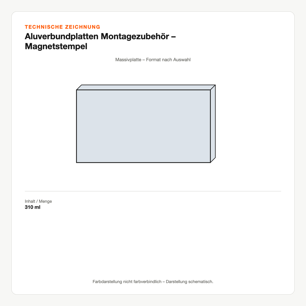 Technische Zeichnung: Aluverbundplatten Montagezubehör – Magnetstempel