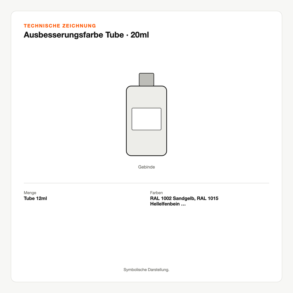 Technische Zeichnung: Ausbesserungsfarbe Tube | 20ml
