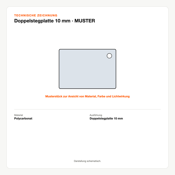Technische Zeichnung: Doppelstegplatte 10 mm | MUSTER