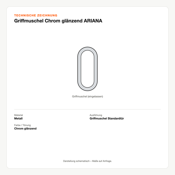 Technische Zeichnung: Griffmuschel Chrom glänzend ARIANA