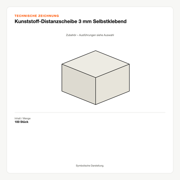 Technische Zeichnung: Kunststoff-Distanzscheibe 3 mm Selbstklebend