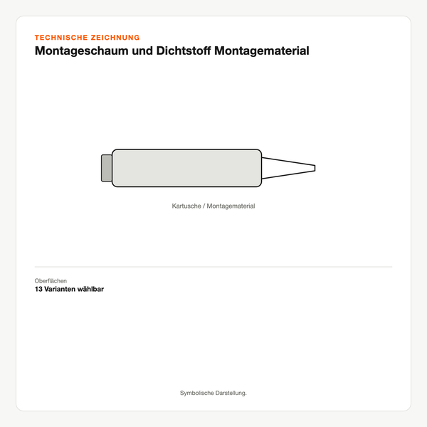 Technische Zeichnung: Montageschaum und Dichtstoff Montagematerial