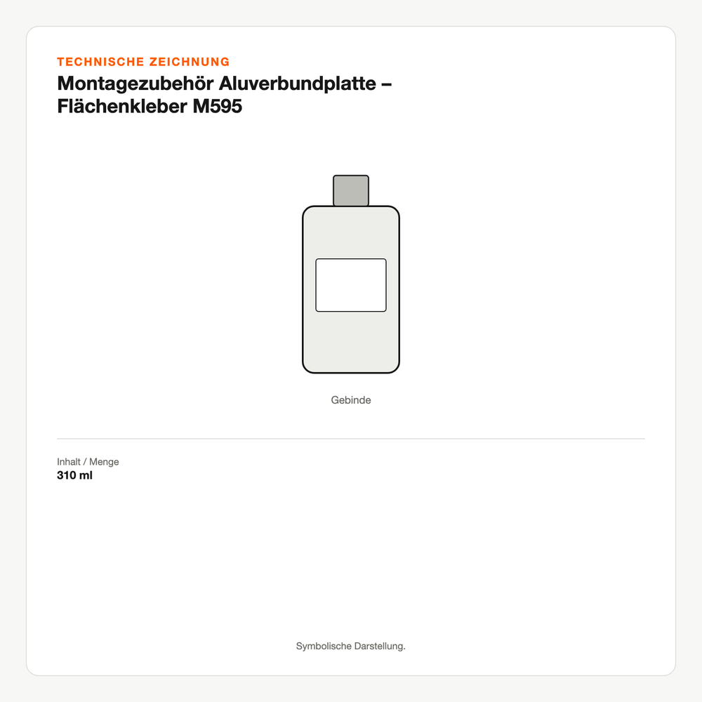 Technische Zeichnung: Montagezubehör Aluverbundplatte – Flächenkleber M595