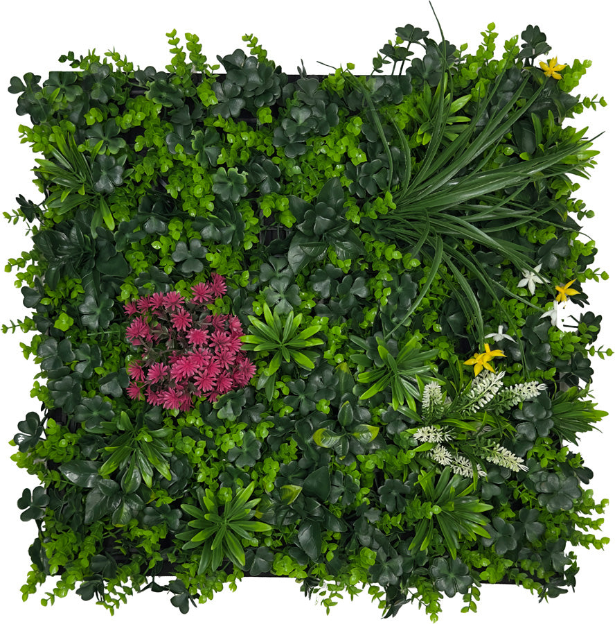 Pflanzen-Wandpaneel Green Blush Mixed Flora – modular, 52 × 52 cm