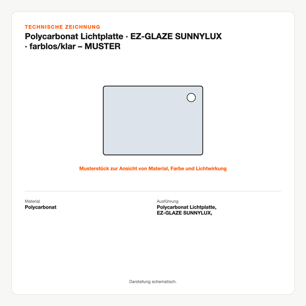 Technische Zeichnung: Polycarbonat Lichtplatte | EZ-GLAZE SUNNYLUX® | farblos/klar – MUSTER