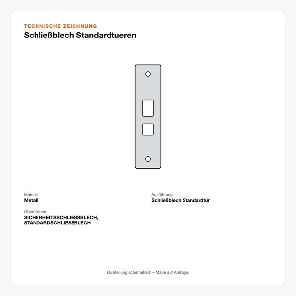 Technische Zeichnung: Schließblech Standardtueren