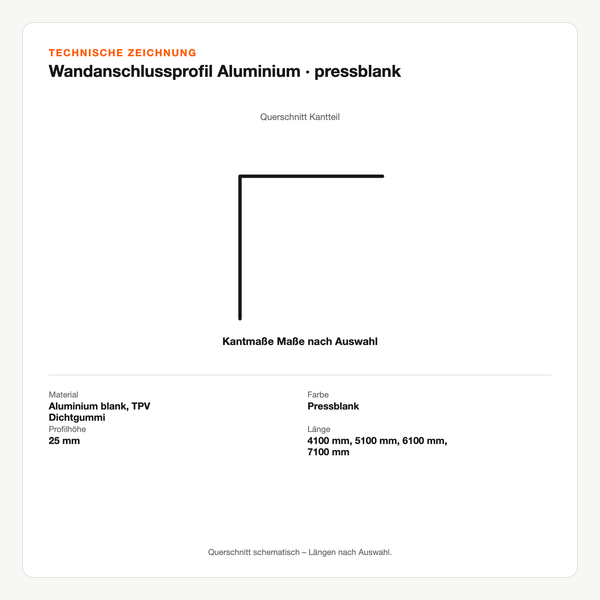 Technische Zeichnung: Wandanschlussprofil Aluminium | pressblank